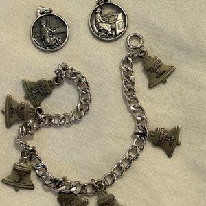 Vintage Sterling Silver Pacific Bell Employee Service Award Charm Bracelet